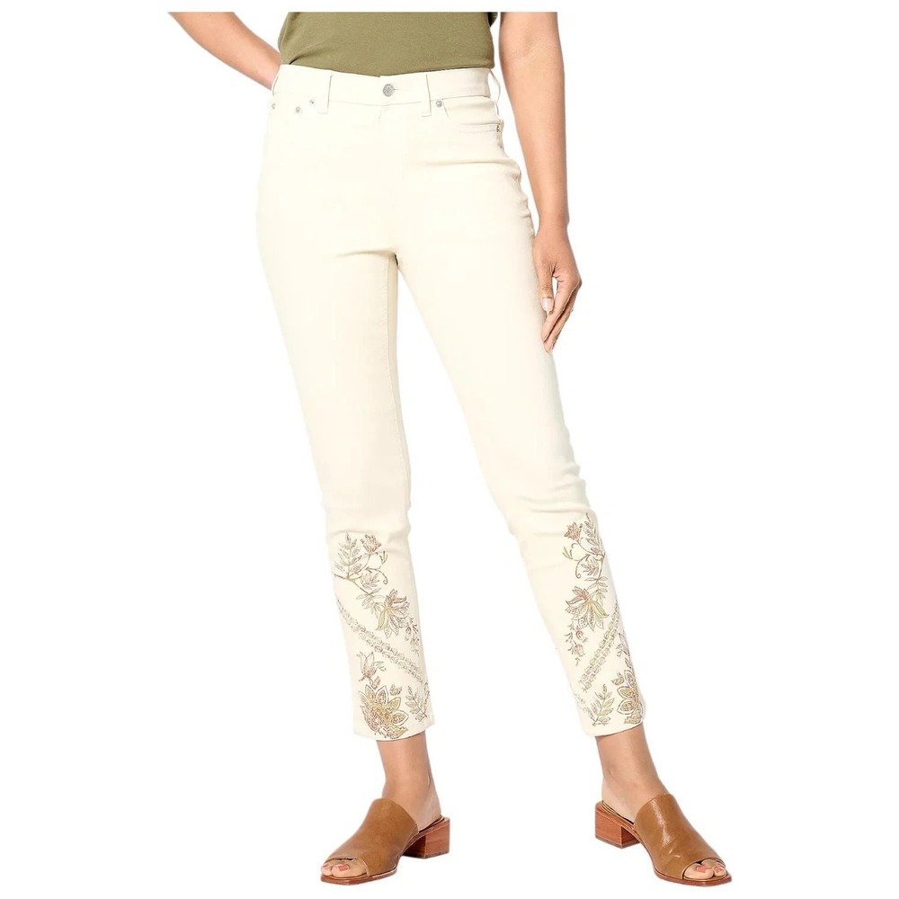 Denim & Co. Regular Easy Stretch Printed Slim Ankle Jean Plus 20 #53E